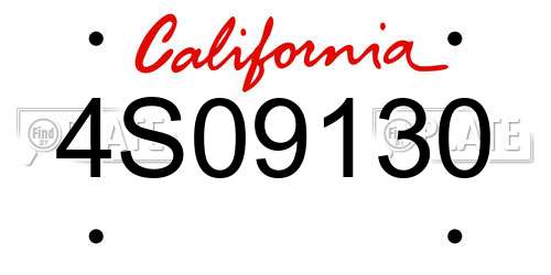 4S09130 California License Plate