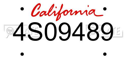 4S09489 California License Plate
