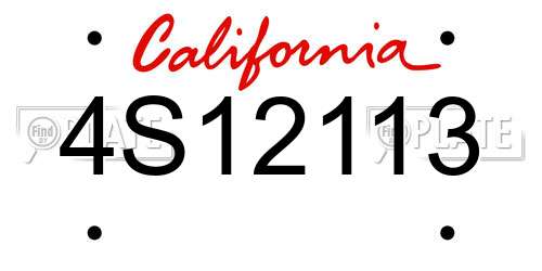 4S12113 California License Plate