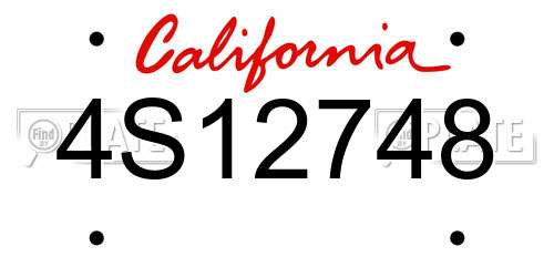 4S12748 California License Plate