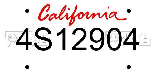4S12904 California License Plate