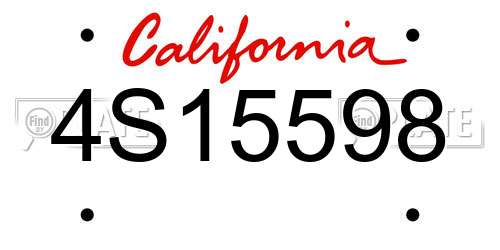 4S15598 California License Plate