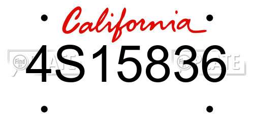 4S15836 California License Plate