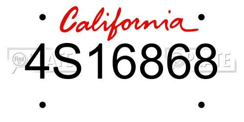 4S16868 California License Plate