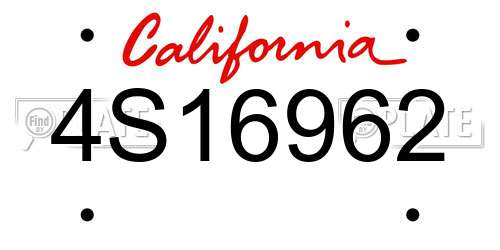 4S16962 California License Plate