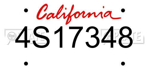 4S17348 California License Plate
