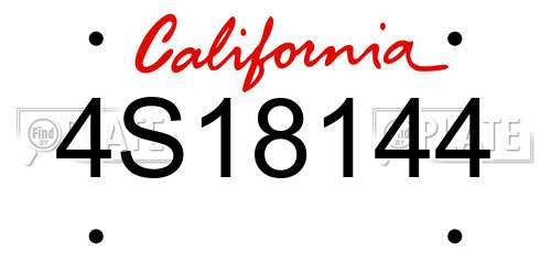 4S18144 California License Plate