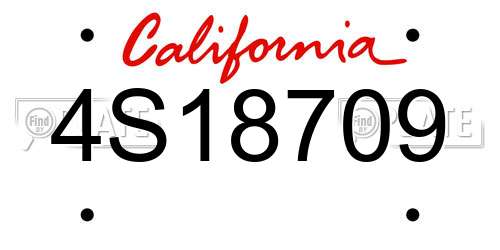 4S18709 California License Plate