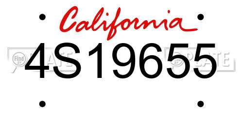 4S19655 California License Plate