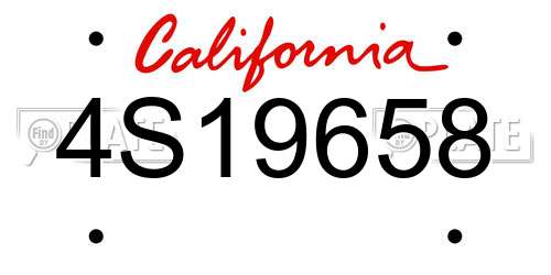 4S19658 California License Plate