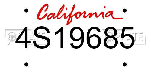 4S19685 California License Plate