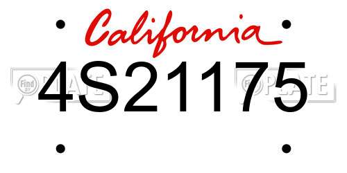 4S21175 California License Plate