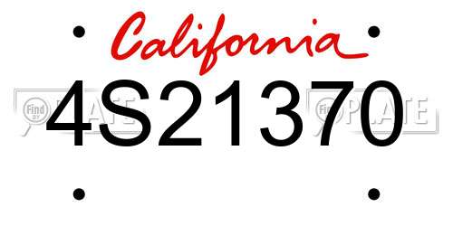 4S21370 California License Plate