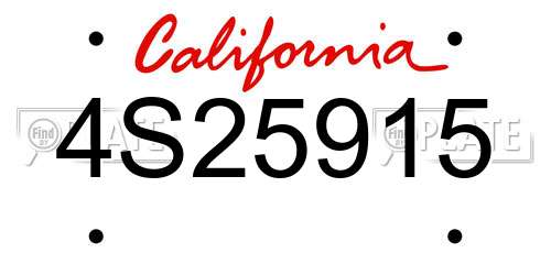 4S25915 California License Plate
