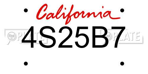 4S25B7 California License Plate