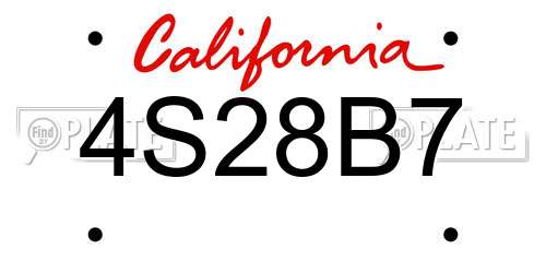 4S28B7 California License Plate