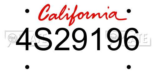4S29196 California License Plate
