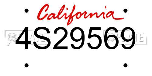 4S29569 California License Plate