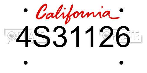4S31126 California License Plate