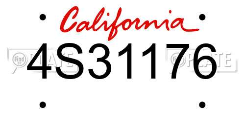 4S31176 California License Plate