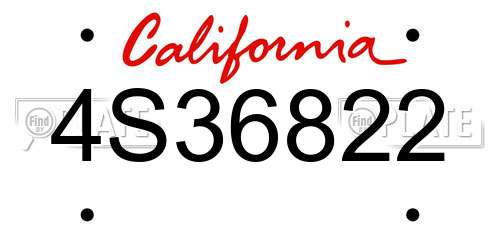 4S36822 California License Plate