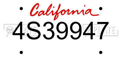 4S39947 California License Plate