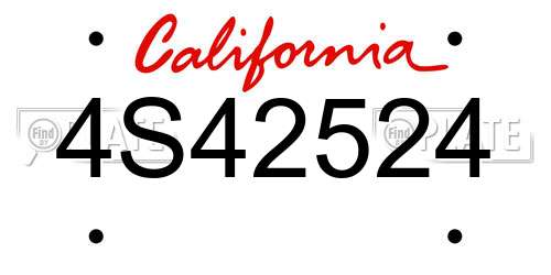 4S42524 California License Plate