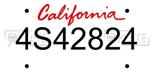 4S42824 California License Plate