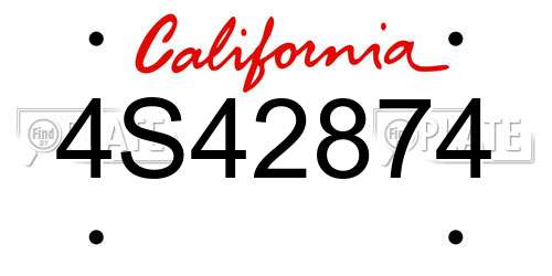 4S42874 California License Plate