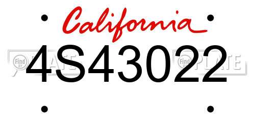 4S43022 California License Plate