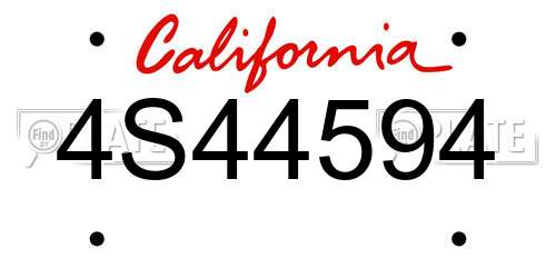 4S44594 California License Plate
