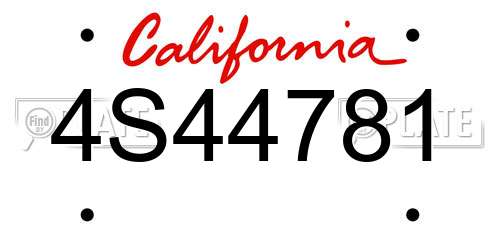 4S44781 California License Plate