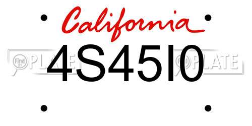 4S45I0 California License Plate