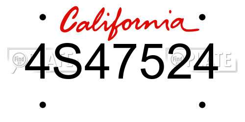4S47524 California License Plate