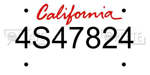 4S47824 California License Plate
