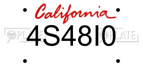 4S48I0 California License Plate