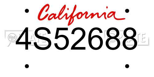 4S52688 California License Plate
