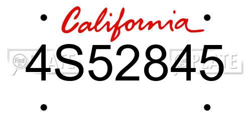 4S52845 California License Plate