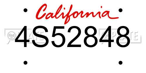 4S52848 California License Plate