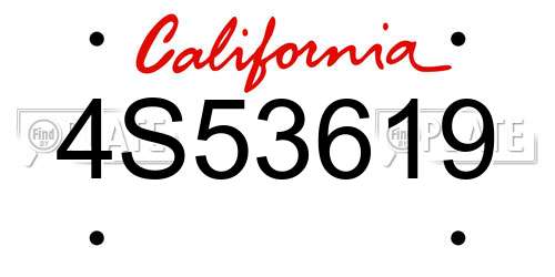 4S53619 California License Plate