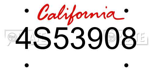 4S53908 California License Plate