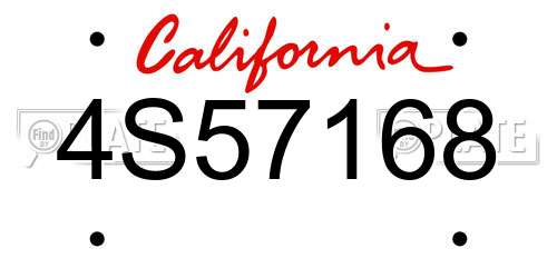 4S57168 California License Plate