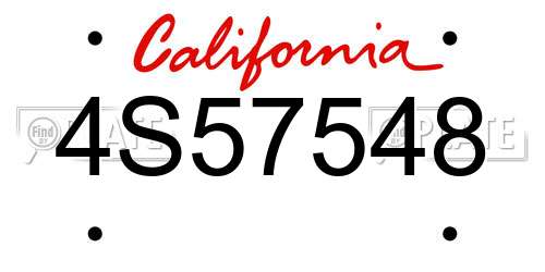 4S57548 California License Plate