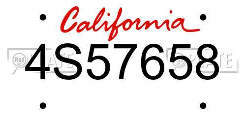 4S57658 California License Plate
