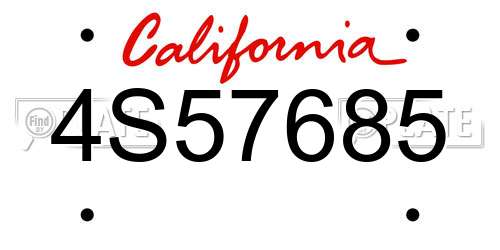 4S57685 California License Plate