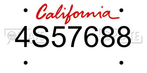 4S57688 California License Plate