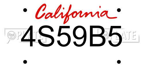 4S59B5 California License Plate