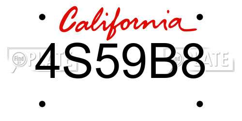 4S59B8 California License Plate