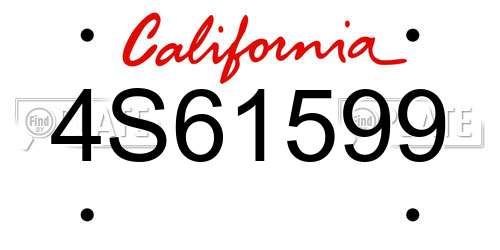 4S61599 California License Plate