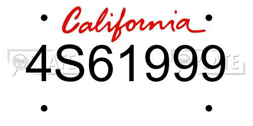 4S61999 California License Plate